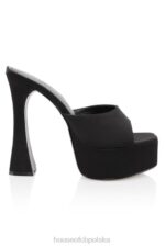 House of CB Czarne satynowe klapki na platformie Alessandra stylowe i wygodne - Image 6