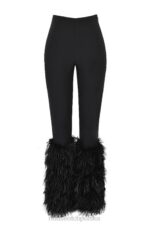 House of CB Czarne Spodnie Nicolette Obszyte Stylowe i Modne - Image 4