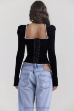 House of CB czarny aksamitny gorset Noa modny elegancki styl - Image 6