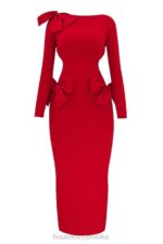 House of CB Czerwona Kokardka Sukienka Maxi Lavele Modna Stylowa Elegancka - Image 8