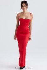 House of CB Czerwona Sukienka Maxi Gorsetowa Shani Elegancja na Każdą Okazję