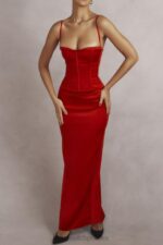 House of CB Czerwona Sukienka Maxi Gorsetowa Shani Elegancja na Każdą Okazję - Image 4