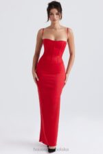 House of CB Czerwona Sukienka Maxi Gorsetowa Shani Elegancja na Każdą Okazję - Image 10