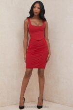 House of CB Czerwony Tiulowy Mini Spódniczka Rosita Modny Styl - Image 12