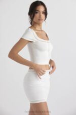 House of CB Dzianinowy Top Nola w Kolorze Kości Słoniowej Modny Stylowy - Image 17