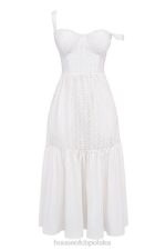 House of CB Elia Midi Sukienka Biała z Broderie Anglaise - Image 3
