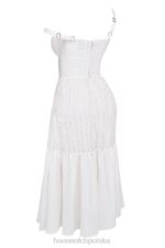 House of CB Elia Midi Sukienka Biała z Broderie Anglaise - Image 4