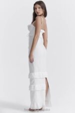 House of CB Eve haftowana biała sukienka maxi elegancka moda - Image 14