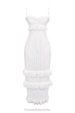 House of CB Eve haftowana biała sukienka maxi elegancka moda - Image 5
