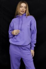 House of CB Fioletowa Oversize Hoodie z Kapturem Halo - Image 2