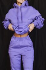 House of CB Fioletowa Oversize Hoodie z Kapturem Halo - Image 7