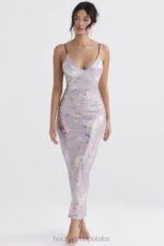 House of CB Fioletowa Sukienka Maxi w Kwiaty na Lato - Image 2