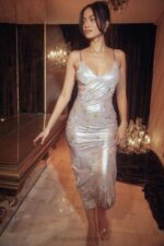 House of CB Fioletowa Sukienka Maxi w Kwiaty na Lato