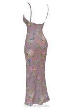 House of CB Fioletowa Sukienka Maxi w Kwiaty na Lato - Image 4