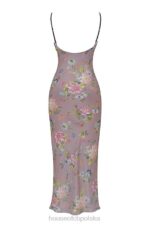 House of CB Fioletowa Sukienka Maxi w Kwiaty na Lato - Image 5