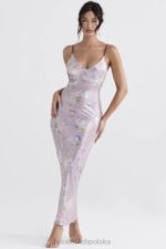 House of CB Fioletowa Sukienka Maxi w Kwiaty na Lato - Image 6