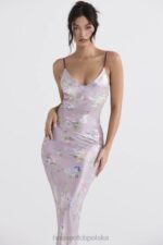 House of CB Fioletowa Sukienka Maxi w Kwiaty na Lato - Image 7