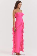 House of CB Fuksjowa Maxi Sukienka Sarina z Falbanami Modna Odzież - Image 12