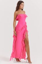 House of CB Fuksjowa Maxi Sukienka Sarina z Falbanami Modna Odzież - Image 13