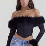 House of CB Gorset Merle z Czarnym Futerkiem Modny Styl