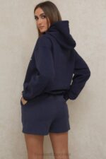House of CB Granatowa Oversize Bluza z Kapturem Halo Modny Styl - Image 12