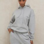 House of CB Halo Szara Oversize Bluza z Kapturem Modna Odzież