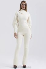House of CB Kremowe Spodnie Kaszmirowe Nereida Trendy Moda - Image 2