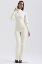 House of CB Kremowe Spodnie Kaszmirowe Nereida Trendy Moda - Image 5