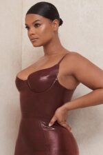 House of CB Lateksowe body gorset Tia Raisin stylowa odzież damska - Image 5