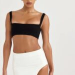House of CB Luciana czarny plisowany bandeau top na każdą okazję