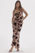House of CB Maxi Spódnica Devore Pudrowy Róż Elegancka Moda - Image 8