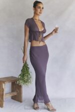 House of CB Maxi Spódnica Diana Ciemny Fiolet Elegancja na Każdą Okazję - Image 3