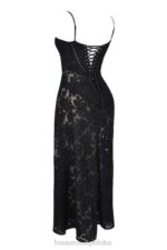 House of CB Maxi Sukienka Czarna z Koronką Kwiatową Seren - Image 4