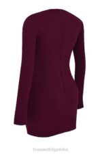 House of CB Merlot Gorsetowa Sukienka z Głębokim Dekoltem Elegancka Moda - Image 9