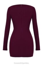 House of CB Merlot Gorsetowa Sukienka z Głębokim Dekoltem Elegancka Moda - Image 10