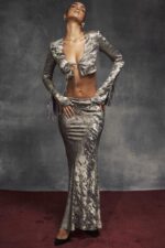 House of CB Midi Spódnica Clara Pewter Elegancka Moda Kobieca - Image 9