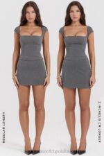 House of CB Mini Spódnica A Szara Jasaminowa Trendy Moda - Image 14