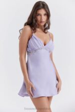 House of CB Mini Sukienka Haft Christa Lawenda Stylowa Moda