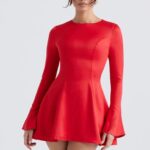 House of CB Mini Sukienka Sacha Czerwona Satynowa Stylowa Moda