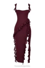 House of CB Morwowa Sukienka Maxi z Falbaną Elegancja i Styl - Image 6