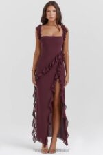 House of CB Morwowa Sukienka Maxi z Falbaną Elegancja i Styl - Image 9