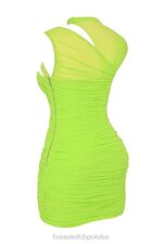 House of CB Neonowa Zielona Mini Sukienka Marszczona Trendy Fashion - Image 5