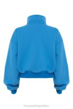 House of CB Niebieska Krótka Bluza Mitch Zamek Przód Modna Odzież - Image 10