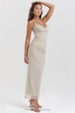 House of CB piaskowa maxi sukienka Nalini stylowa moda kobieca - Image 14