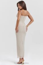 House of CB piaskowa maxi sukienka Nalini stylowa moda kobieca - Image 15