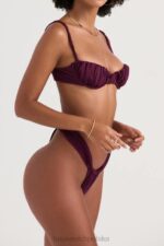 House of CB Prune Marszczony dół bikini z wysokimi nogawkami modny styl - Image 4