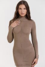 House of CB Roberta Tan midi sukienka dzianinowa elegancka moda - Image 13