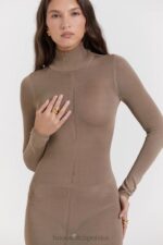 House of CB Roberta Tan midi sukienka dzianinowa elegancka moda - Image 14