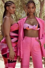 House of CB Różowe Czarne Bikini Wiązane na Szyi Modny Styl - Image 5