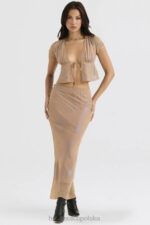 House of CB Spódnica maxi Dyana Shimmer Cafe au Lait Modny Styl - Image 5